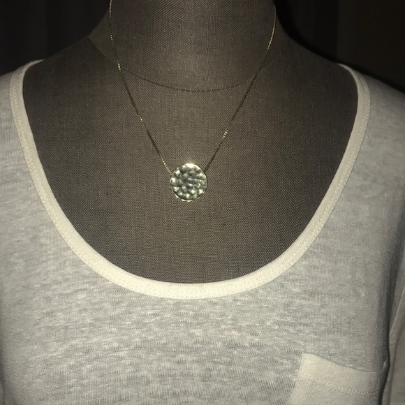 Banana Republic Jewelry - Banana Republic Gold Hammered Disc Pendant